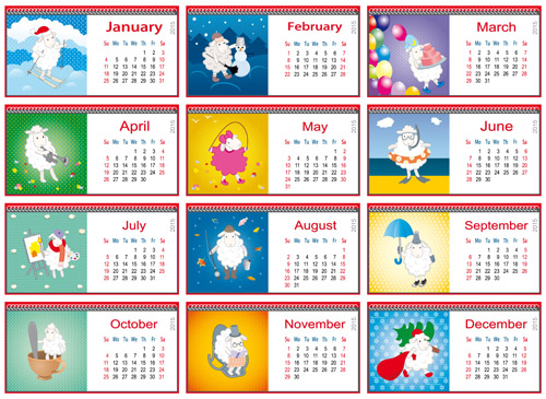 Calendar 2015 and funny sheep vector graphics 04 sheep funny calendar 2015   