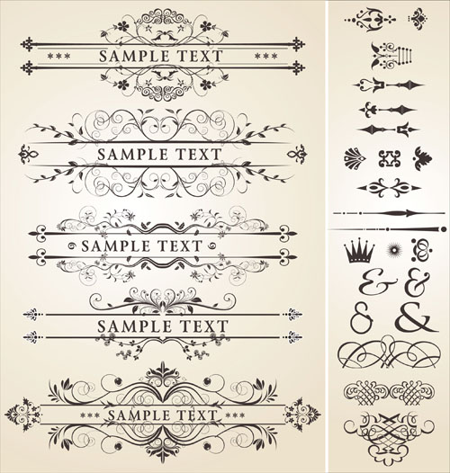 Vintage Royal ornaments design elements vector 04 vintage royal ornaments ornament elements element calligraphic   