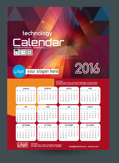 2016 technology calendar template vector 28 template technology calendar 2016   
