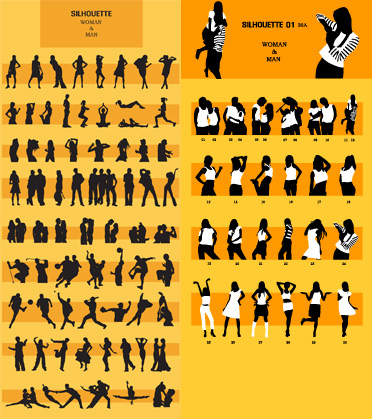 Dynamic silhouette peoples vector vector character Action silhouette   