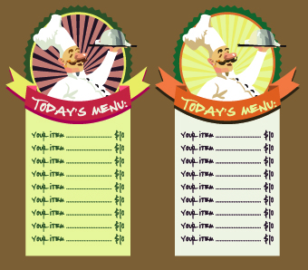 Funny chef with menu template vector 02 template vector template restaurant menu   