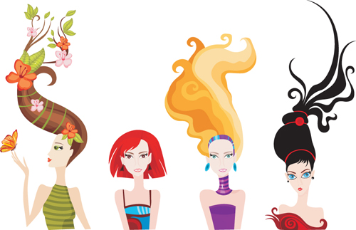 Personality girls design elements vector 01 personality girl elements element   