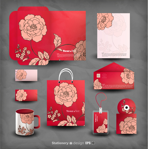 Creative stationery cover kit vector set 01 stationery kit creative cover   