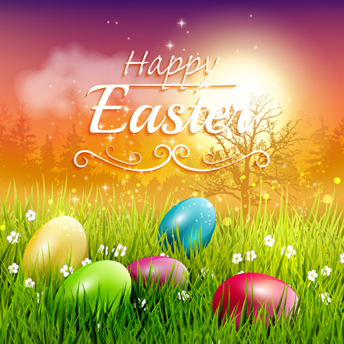 Easter egg with grass background art vector 03 easter egg easter background   