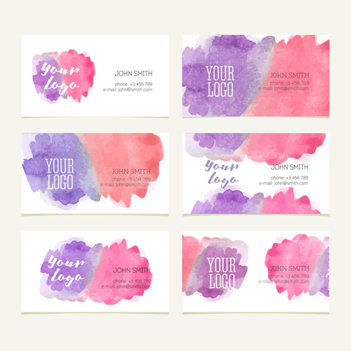 Watercolor business card creative vectors 05 watercolor creative card business   