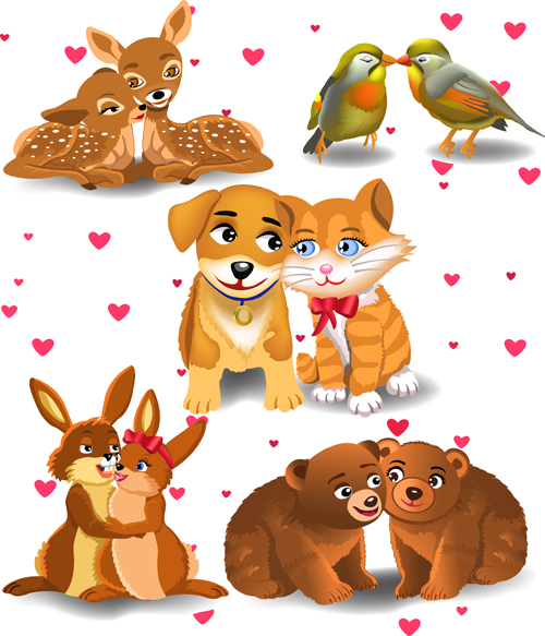 Cute animal lovers vector set lovers cute Animal   