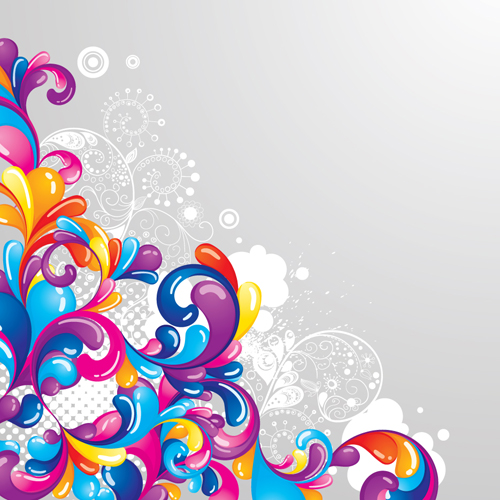 Set of Colored swirl vector backgrounds art 02 swirl colored   