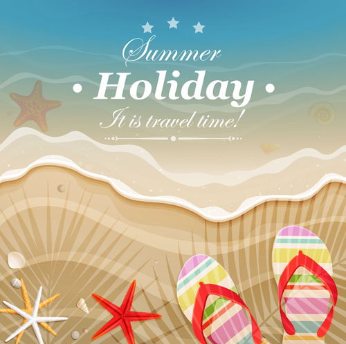 Set of Summer holidays elements vector background 06 summer holidays elements element   