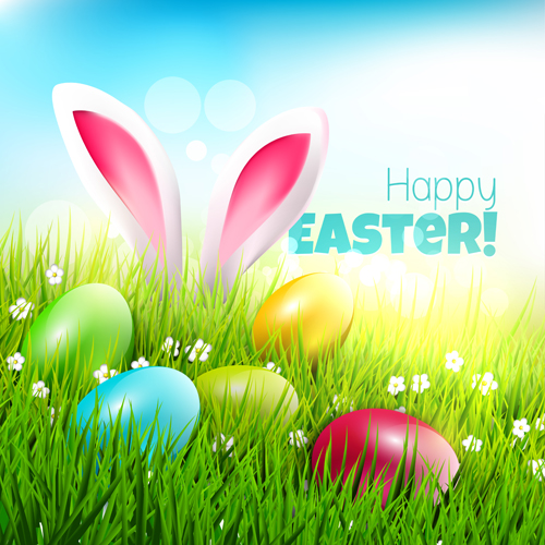 Easter egg with grass background art vector 02 easter egg easter background   