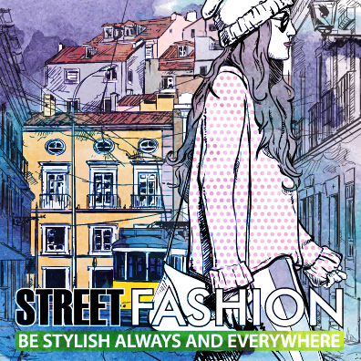 Street stylish everywhere hand drawing background vector 04 stylish street Hand drawing background   