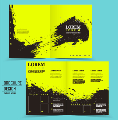 Cover brochure black with green grunge vector 05 grunge green design brochure black   