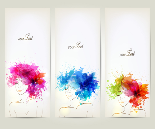 Watercolor floral woman creative design 04 woman watercolor water floral creative   