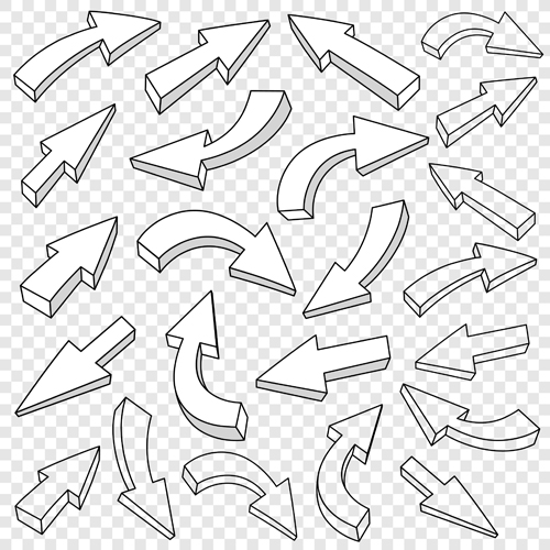 3D arrows outline vector material 01 outline material arrows   