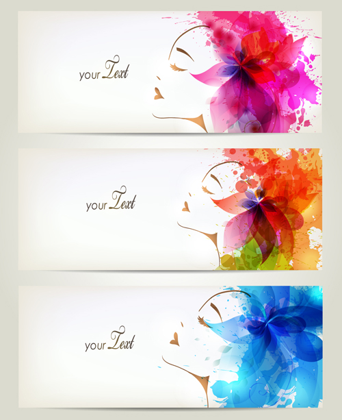 Watercolor floral woman creative design 03 woman watercolor floral creative   