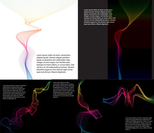 Abstract colored smoke vector set smoke lines flow dynamic lines   