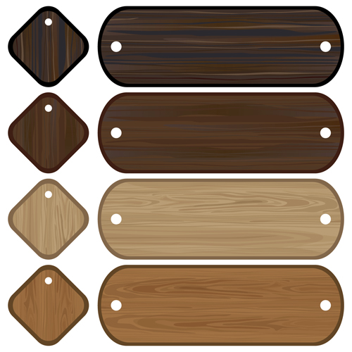 Set of Wooden labels vector graphic 01 wooden wood labels label banner   