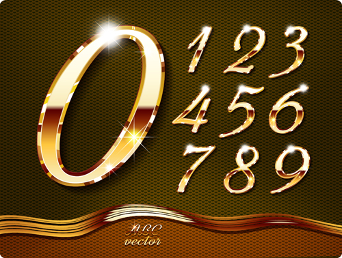Shiny gold numerals vector graphics shiny numerals gold   