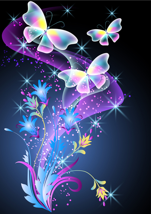 Beautiful butterflies with flowers vector background 01 flowers butterflies beautiful background   