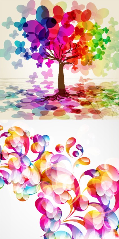 Colorful fantasy creative background vector set fantasy creative colorful   