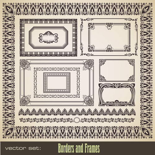 Vintage border pattern with frame design vector 01 vintage pattern Border pattern border   