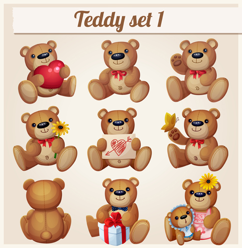 Bears teddy design vector set 01 teddy bears   