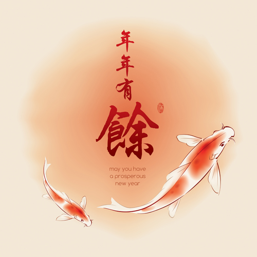 Fish every year with chinese new year vector 03 new year fish chinese   