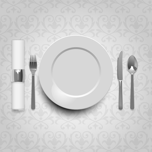 Tableware with empty plate vector 07 Tableware plate empty   