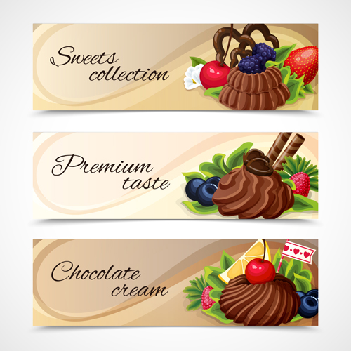 Shiny chocolate and sweets vector banners 02 sweets chocolate banners banner   