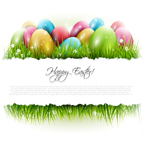 Easter egg with grass background art vector 01 easter egg easter background   