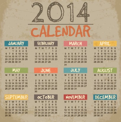 Delicate calendar 2014 year design vector 04 delicate calendar 2014   