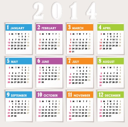 Delicate calendar 2014 year design vector 02 delicate calendar 2014   