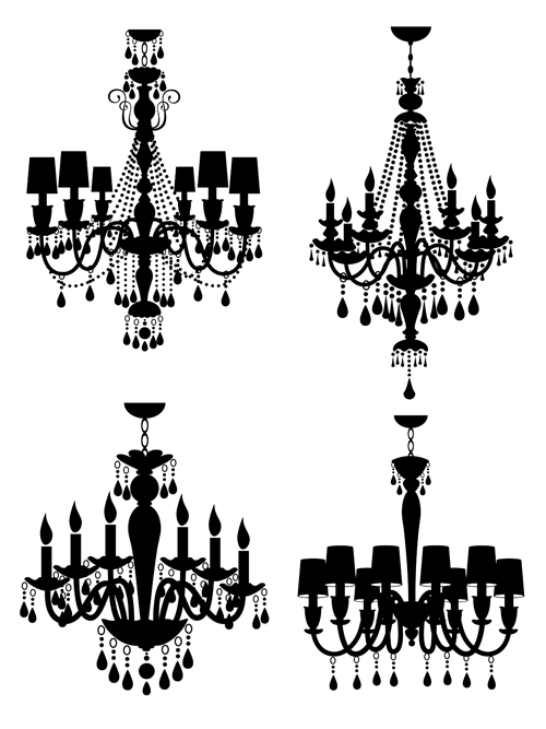 Ornate chandelier vector silhouette set 07 silhouette ornate chandelier   
