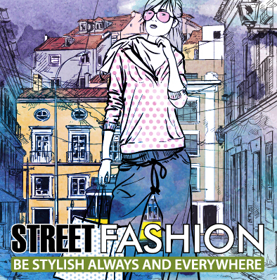 Street stylish everywhere hand drawing background vector 08 stylish street Hand drawing background   