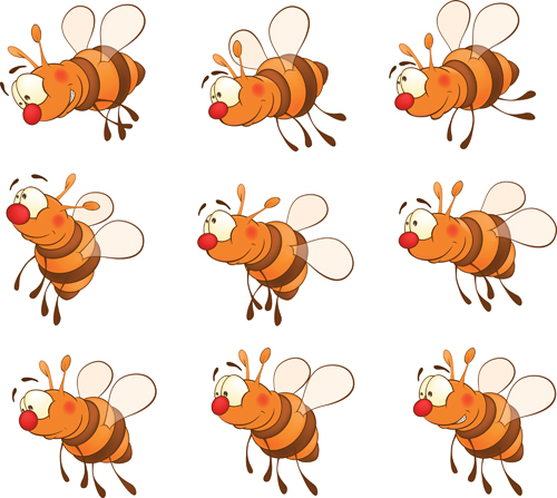 Cute cartoon bees vector material cute cartoon cartoon bees   