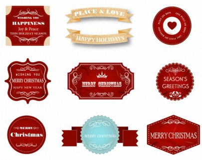 Christmas red Labels vectors material labels christmas   