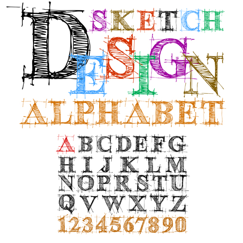 Hand drawn Alphabets design vector 01 hand-draw hand drawn alphabet   