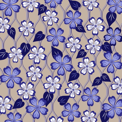 Blue floral seamless pattern vector material pattern floral blue   