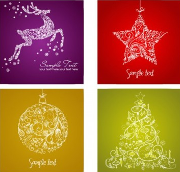 Christmas baubles Cards shiny vector christmas cards   