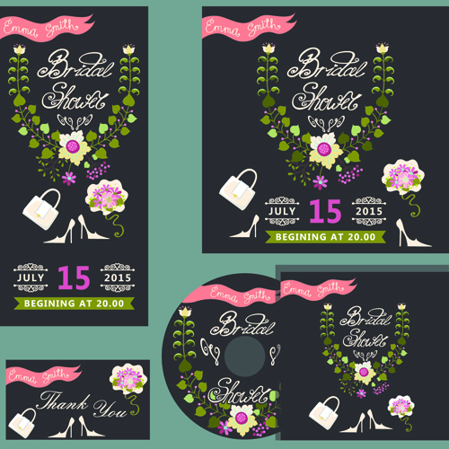 Elegant invitation card with CD cover vector 02 invitation elegant cover cd card   