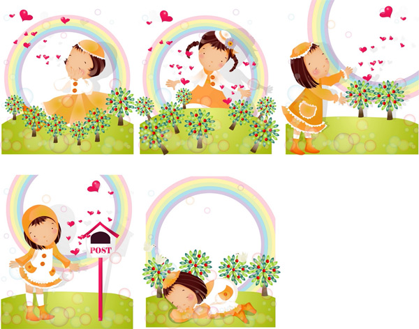 Elements of girl rainbow style Vector style rainbow girl   