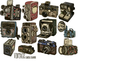 Vintage camera hand drawing vectors set 11 vintage hand drawing camera   