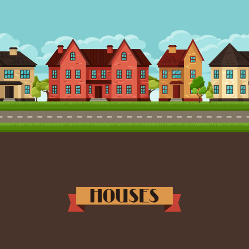 House flat style vector background 03   