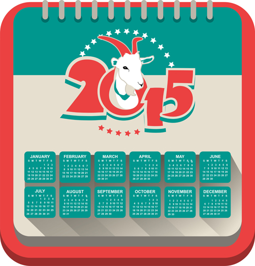 Year of the sheep 2015 calendar vector 04 sheep calendar 2015   