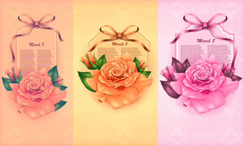 Beautiful flower with ribbon cards vector graphic 01 vector graphic ribbon flower cards card beautiful   