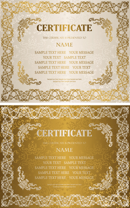 Golden template certificate design vector 02 template golden certificate   