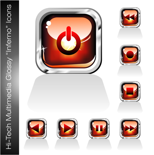 Glossy player buttons design vector 02 layer glossy buttons   