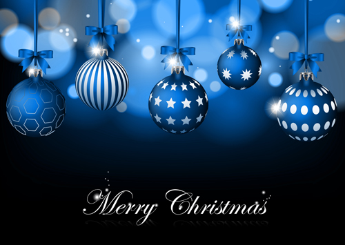 Blue christmas background with baubles vector christmas blue baubles background   