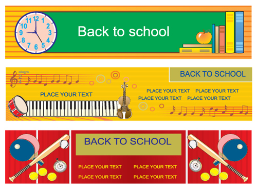 Set of School elements banners vector 01 school elements element banner   