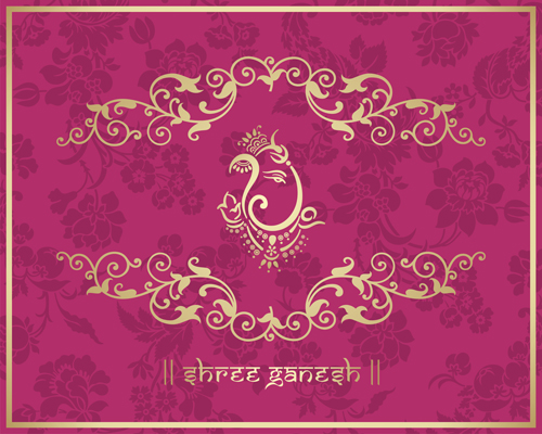 Indian floral ornament with pink background vector 08 pink ornament indian background   