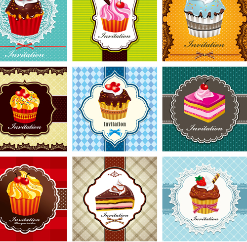 cupcake card vector set 02 cupcake card   